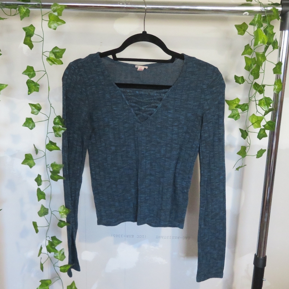 Long Sleeve Lace Up Top
